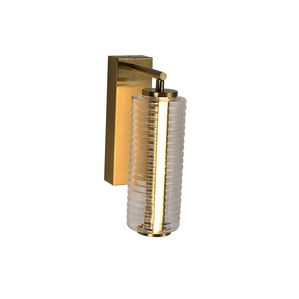 Silver-bottomed ring-patterned cylindrical wall lamp